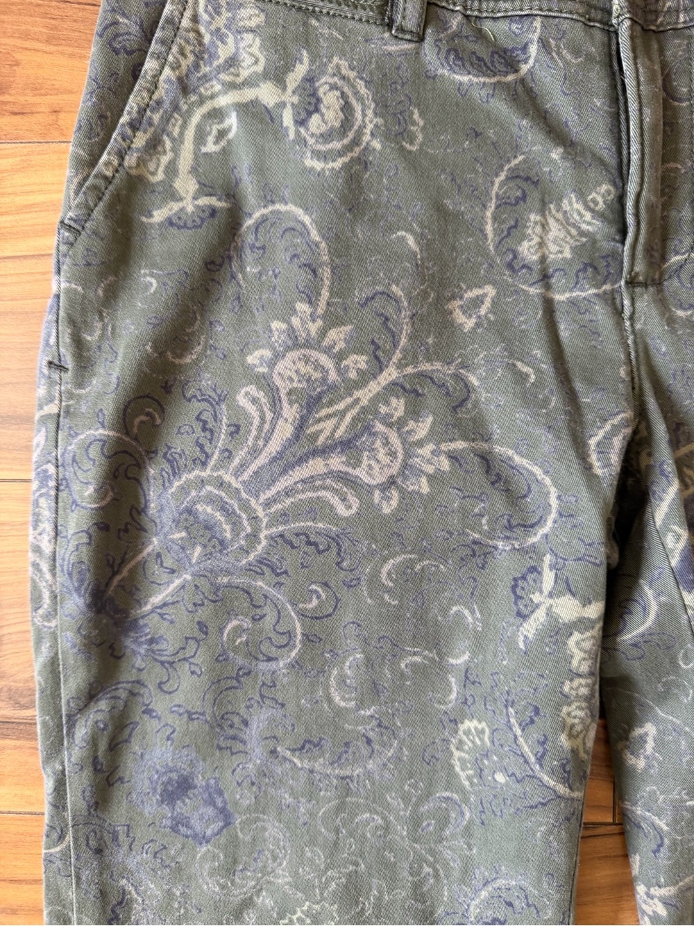 NWT Pilcro Women's Hyphen Olive Paisley Straight-Leg Jeans - Picture 4 of 13